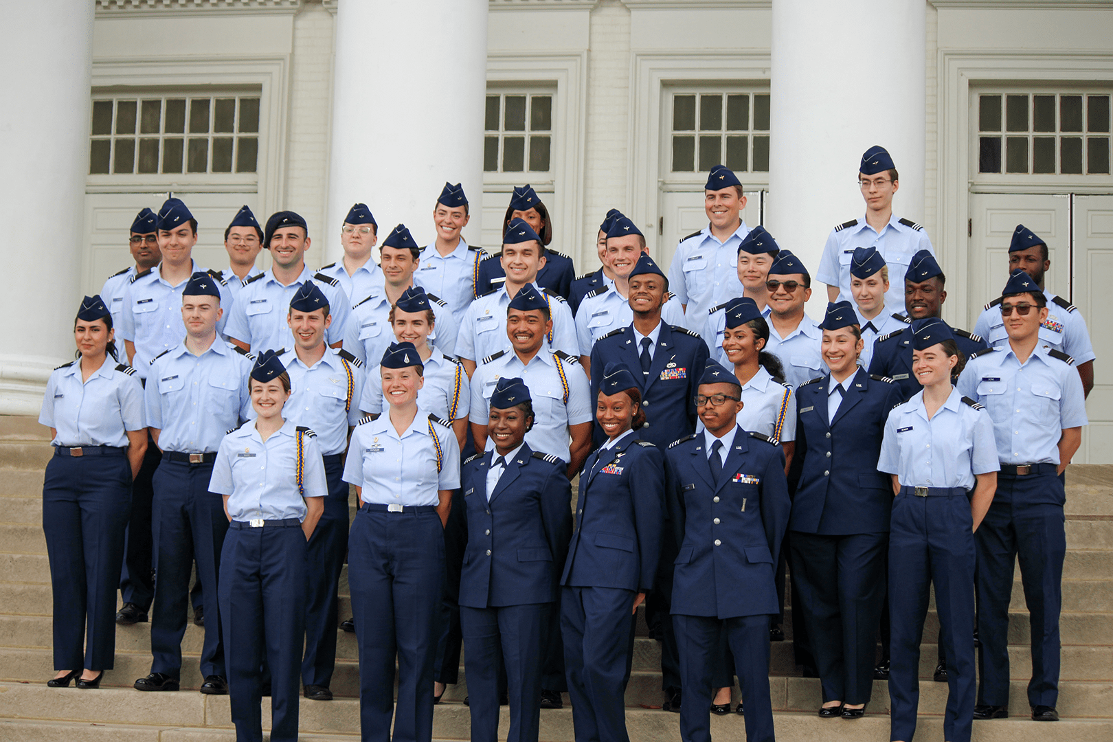 group standing on armory steps