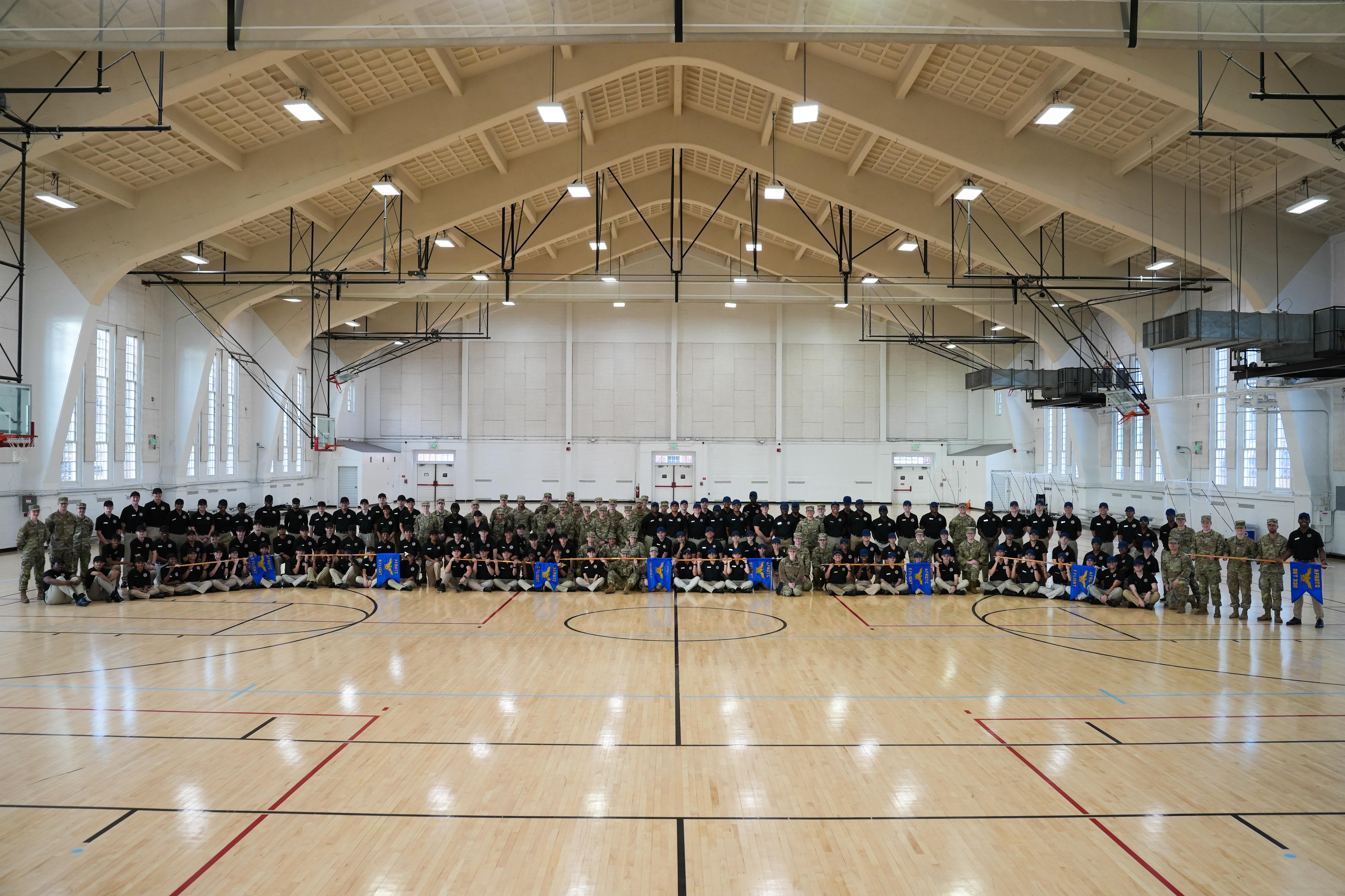 large group photo in armory